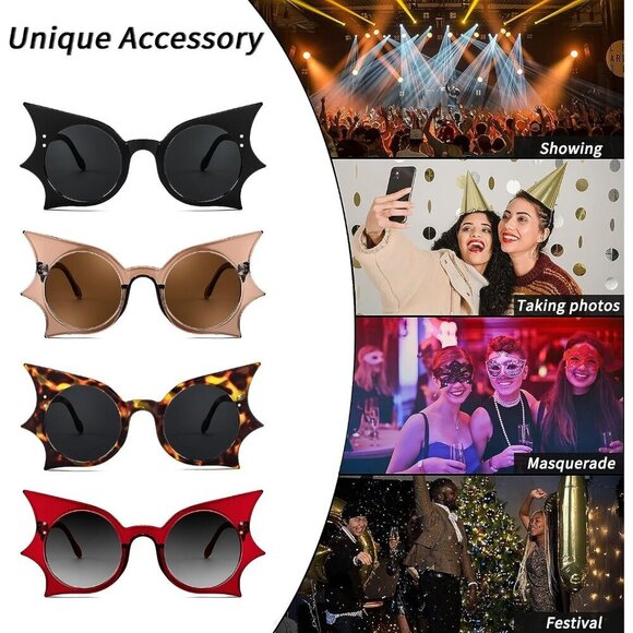 ?Women Black Funny Butterfly Shaped Bat Shades for Halloween Sunglasses main image 6